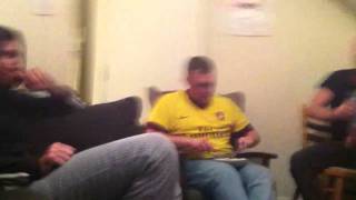 Hilarious Arsenal Fan Celebrates Arshavins Winning Goal Vs Barcelona Champions League [upl. by Erasme]