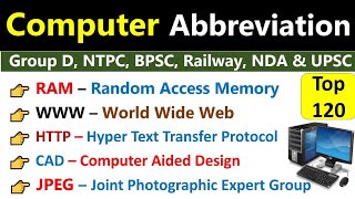 Computer Abbreviation  Top 120  Important Computer Abbreviation  Computer Gk Questions Answer [upl. by Oiled563]