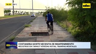 Costanera Norte en pésimo estado registros sin tapas y veredas rotas trampas mortales [upl. by Enymsaj512]