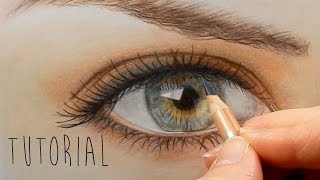 Tutorial  How to draw color a realistic eye and eyebrow with colored pencils  Emmy Kalia [upl. by Lenette998]