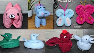 5 Folding Towel Art Towel Folding Animals [upl. by Curson]