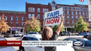 Letter carriers join nationwide protests in Concord after 500 days of no contract [upl. by Ettenotna]