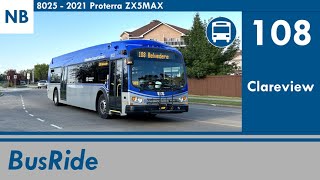 Edmonton Transit Service ETS 2021 Proterra ZX5MAX  8025  108 Clareview [upl. by Hurlow507]