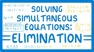 GCSE Maths  How to Solve Simultaneous Equations  Using the Elimination Technique [upl. by Murial494]