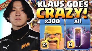 KLAUS breaks Clash of Clans with INSANE 300 Barbarian and 11 BAT attack [upl. by Eisenberg386]