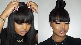 MUST HAVE Lace Front Wig With Bangs Protective Styles for beginners  MyFirstWig [upl. by Valenba]