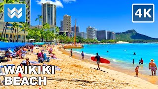 4K Waikiki Beach in Honolulu Oahu Hawaii USA  Walking Tour Vlog amp Vacation Travel Guide 🎧 ASMR [upl. by Floyd606]