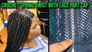 SPRING TWIST CROCHET BRAIDS WITH LACE PART CAP [upl. by Sudaorb]