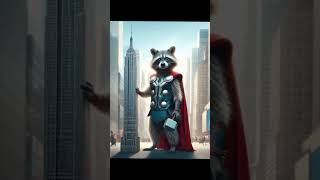 Raccoon as super heroes marvel aisuperhero ai avengers superherofans dccomics superman [upl. by Ettevram]