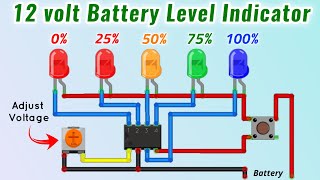 12v battery level indicator circuit Adjustable 6v 9v 12v [upl. by Winikka]