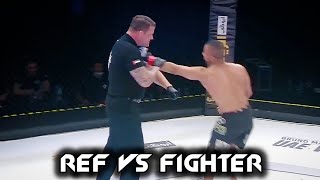 CRAZY MMA MOMENT  REFEREE VS FIGHTER 💀 [upl. by Siuqaj]