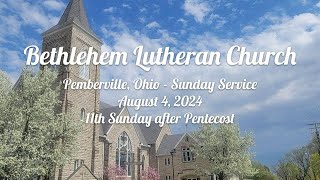 Bethlehem Lutheran Church  Pemberville Ohio  Sunday Service [upl. by Portwine]