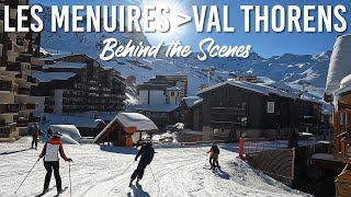 Behind the scenes of skiing from Les Menuires to Val Thorens in Les 3 Vallées [upl. by Aisekal556]