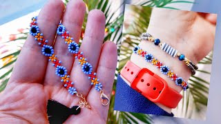 Kum boncuktan kristalli bileklik amp gözlük ipi yapımı Elegant Bracelet Making Beading Tutorial [upl. by Amlus648]