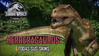 Herrerasaurus  Todas sus Skins  Jurassic World Evolution [upl. by Ecyak373]