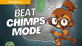 How to Beat CHIMPS Mode Hard on Peninsula  BTD6 Strategy [upl. by Jenkel]