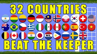 Beat the Keeper marble race with 32 countries  Marble Race King [upl. by Olegnad67]