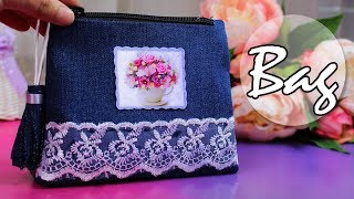 DIY PURSE BAG  JEANS BAG TUTORIAL FROM SCRATCH EASY WAY [upl. by Nna]