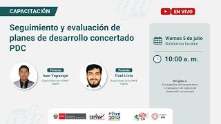 CapacitaciónCeplan Seguimiento y evaluación de planes de desarrollo concertado PDC [upl. by Jehu]