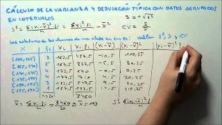 CÁLCULO DE LA VARIANZA Y DESVIACIÓN TÍPICA CON DATOS AGRUPADOS EN INTERVALOS [upl. by Loginov]