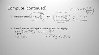 Point Estimate for a Mean and Confidence Interval [upl. by Min]