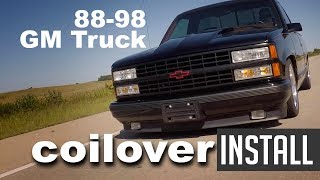 8898 Chevy C1500 Ridetech Coilover Install  Lowered Performance Suspension [upl. by Ainesell]