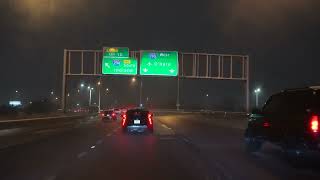 Chicago OHare Airport to Downtown Chicago Highway Drive Snow No Talk No Music ASMR Night [upl. by Glanville]