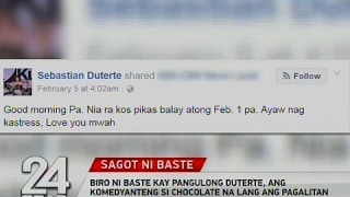 24 Oras Biro ni Baste kay Pangulong Duterte ang komedyanteng si Chocolate na lang ang pagalitan [upl. by Chimene]