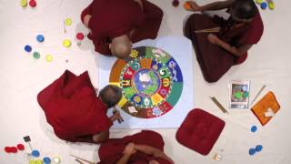 Timelapse Extended of Peace Sand Mandala Tashi Kyil Monks [upl. by Aidil]