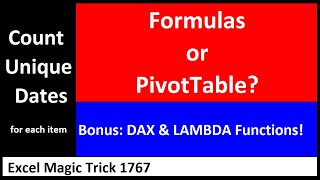 Excel PivotTable or Formula to Count Unique Dates for Each New Item 4 Examples EMT 1767 [upl. by Azarria502]