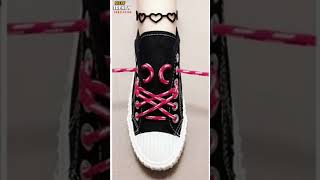 Very unique ways to tie your shoe laces Crisscross style shorts shoeslacestyles [upl. by Caralie270]