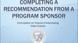 Completing a Recommendation from a Program Sponsor Online [upl. by Garrett]