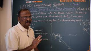 Sequence of Ellipse construction by Directrix method  M116  Engineering Graphics in Tamil [upl. by Ilujna276]