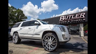 Cadillac Escalade ESV on 32quot Forgiato Since Wheels by Butler Tire [upl. by Noemis]