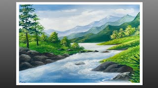 Landscape painting for beginners with poster colours [upl. by Tezzil]