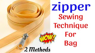 ⭐ബാഗിന് സിബ്ബ് വയ്ക്കാനുള്ള 2 എളുപ്പ വഴികൾHow to Sew ZipperZipper Sewing Techniques For Beginners [upl. by Marpet585]