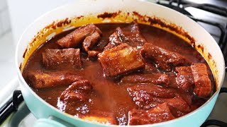 Costillas de cerdo en salsa roja 🍖😍 Receta fácil y deliciosa 😉 [upl. by Asinet]