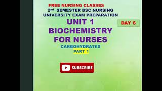 CARBOHYDRATES IN BIOCHEMISTRY DAY 6 UNIT 1 BSC NURSING TUITION [upl. by Erasme300]