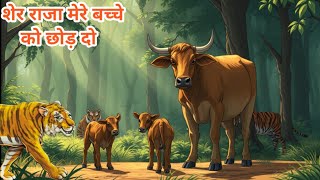 The Tale of the Cow and the LionHindi kahani Moral kahaniStory in hindi [upl. by Winola]