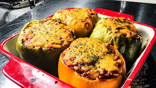 Easy Stuffed Peppers recipe  how to make Stuffed Bell Peppers with Ground beef and rice recipe [upl. by Aimaj]