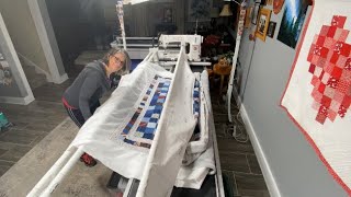 Fast Loading of a Quilt with Minky backing onto my Long Arm Frame quilting Minky longarm [upl. by Alwin]