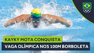 Kayky Mota conquista vaga olímpica nos 100m borboleta [upl. by Animrac]