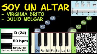 YO SOY UN ALTAR Virginia Brito Piano Tutorial Facil Partitura Acordes Pista [upl. by Robena563]