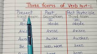 Learn Verb Forms  Present Past and Past Participle Forms  Part1 [upl. by Eanehs656]