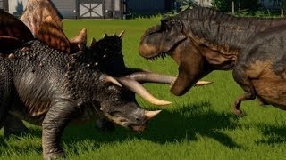 TRex vs Stegoceratops Triceratops Torosaurus Pentaceratops Styraco Chasmo amp Sino 1080p 60FPS [upl. by Twelve991]