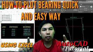 HOW TO PLOT LOT BEARING QUICK USING EXCEL IN AUTOCAD [upl. by Neilson]