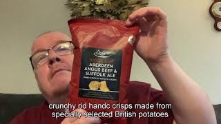 Deluxe Ridge Cut Aberdeen Angus Beef and Suffolk Ale Hand Cooked Potato Crisps review [upl. by Ahsilla]