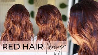 Red Hair Balayage  How to do a Foilayage while Covering Gray on a Redhead easy tutorial [upl. by Sisile]