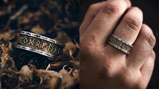 Handcrafted 925 Silver Nordic Viking Runes Ring [upl. by Ednarb]