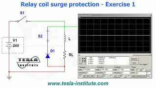 Relay coil surge protection with Diode  Exercise 1 [upl. by Charlet]